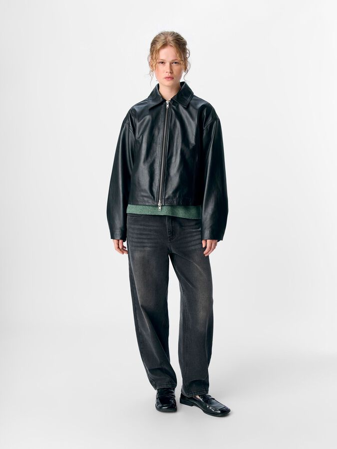 Object Mira Leather Jacket Black