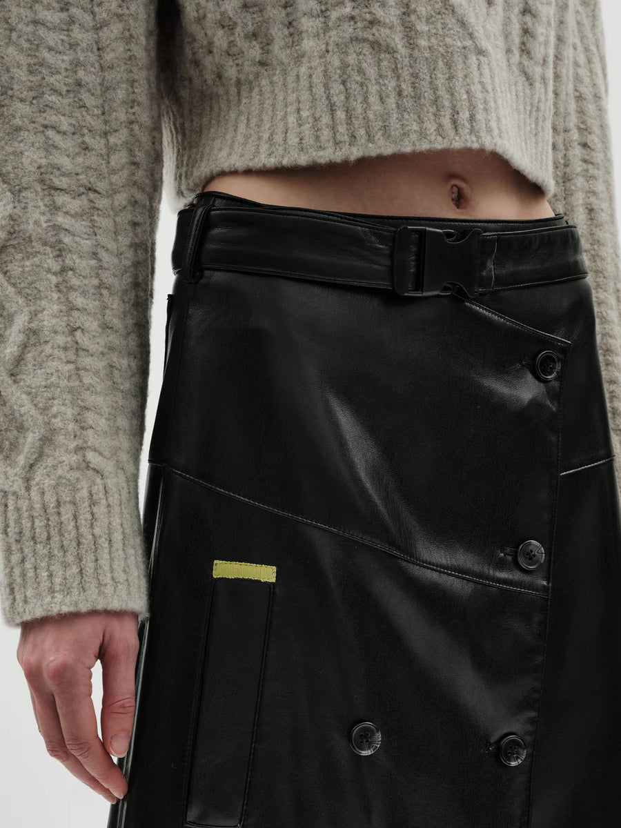 Jakke Trench Skirt Black Faux Leather