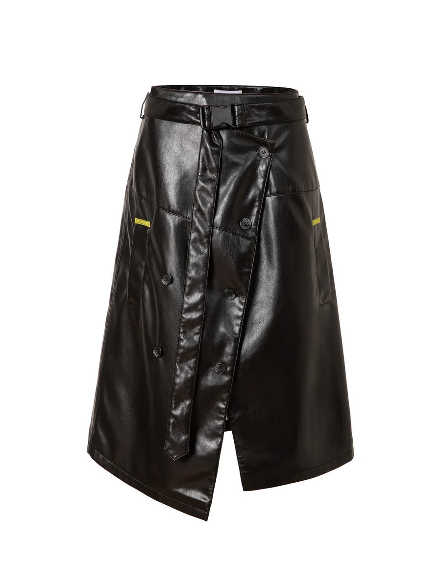 Jakke Trench Skirt Black Faux Leather