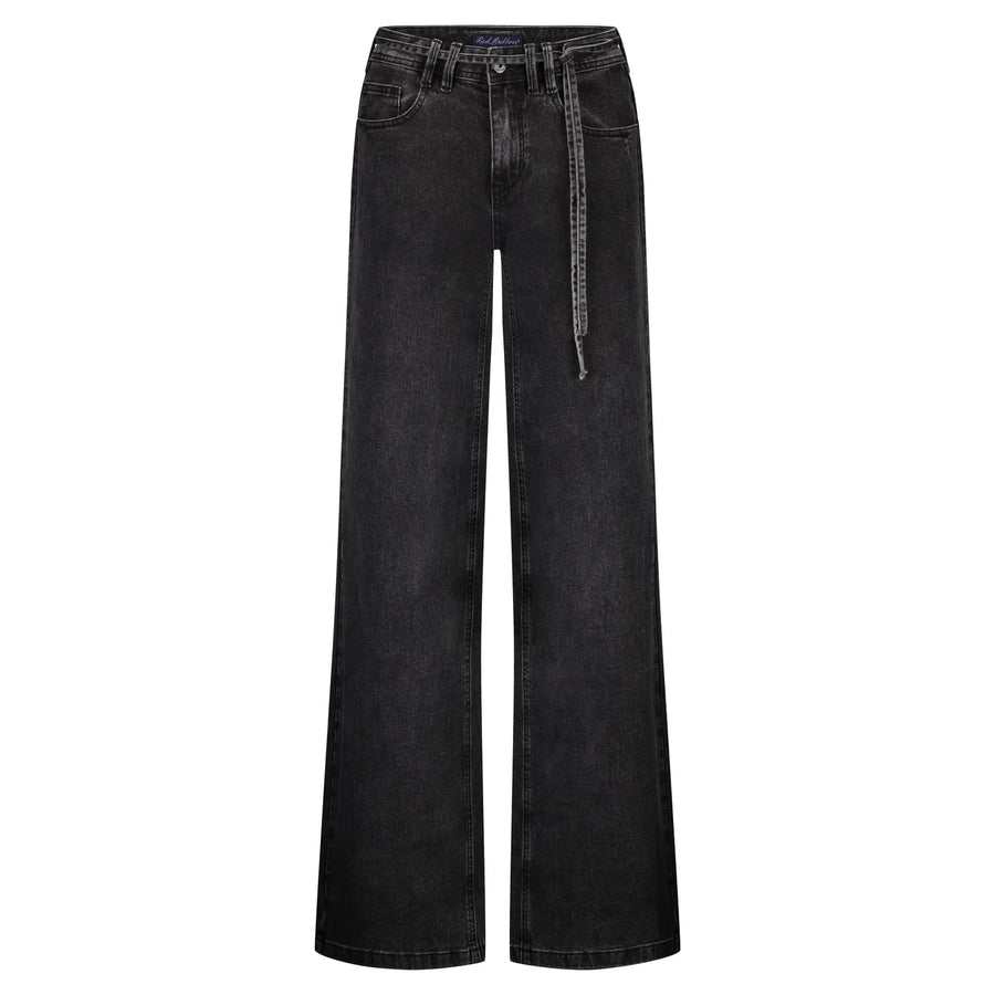Red Button Claudette Black Denim And Belt High-rise Regular fit Wide legs Black L