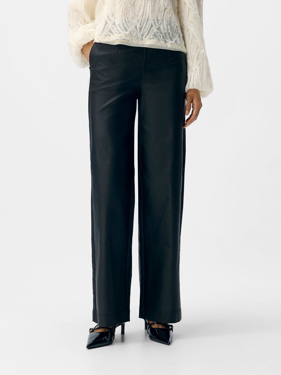 Object Melba Lisa Wide Coated Pant Black