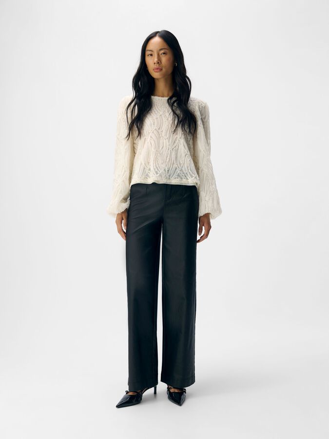 Object Melba Lisa Wide Coated Pant Black