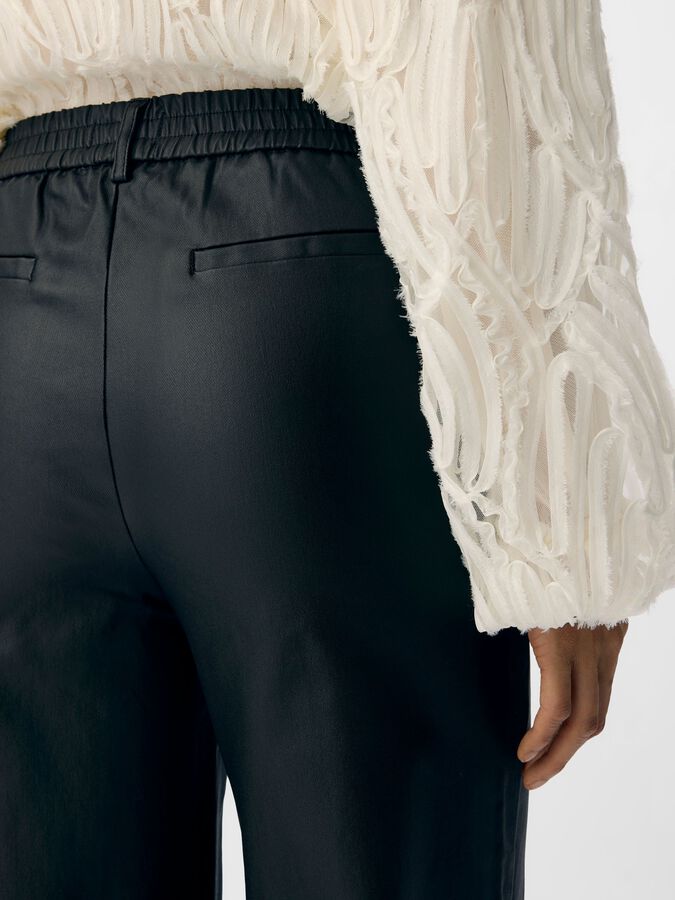 Object Melba Lisa Wide Coated Pant Black