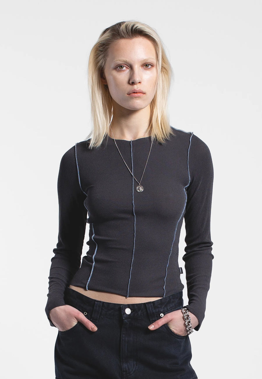 Dr Denim Nicola Top Asphalt Contrast