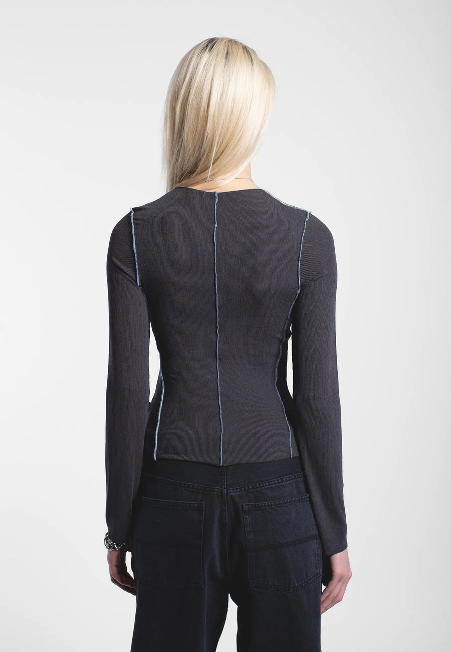 Dr Denim Nicola Top Asphalt Contrast