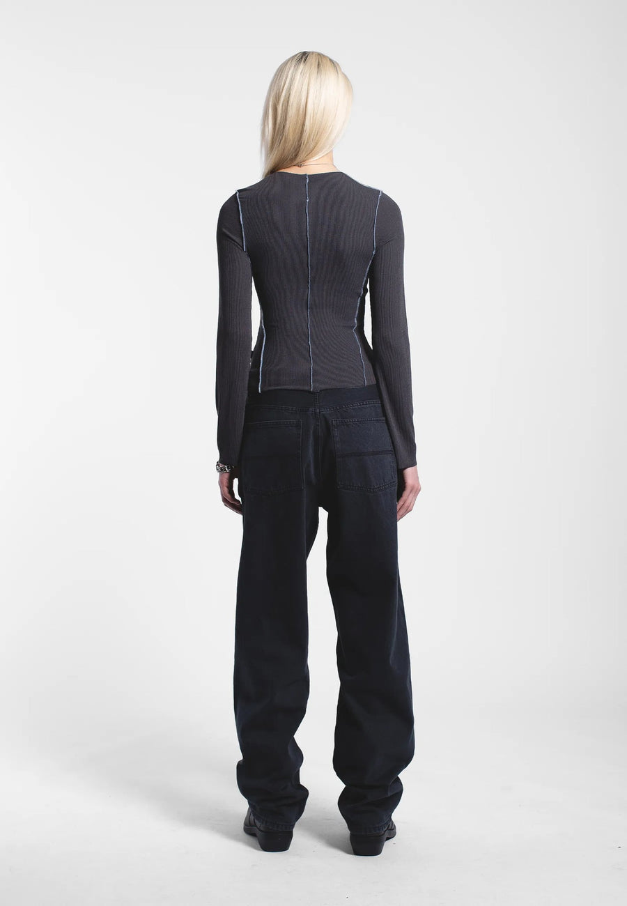 Dr Denim Nicola Top Asphalt Contrast