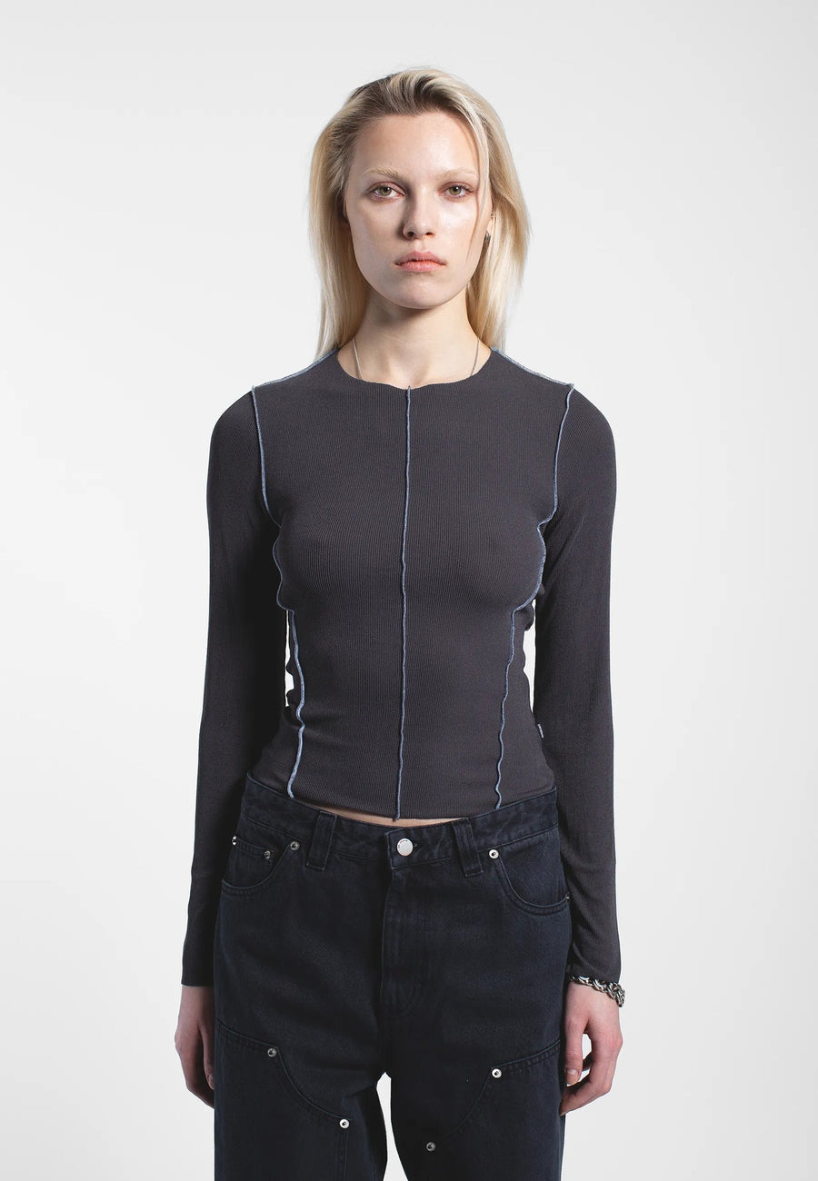 Dr Denim Nicola Top Asphalt Contrast