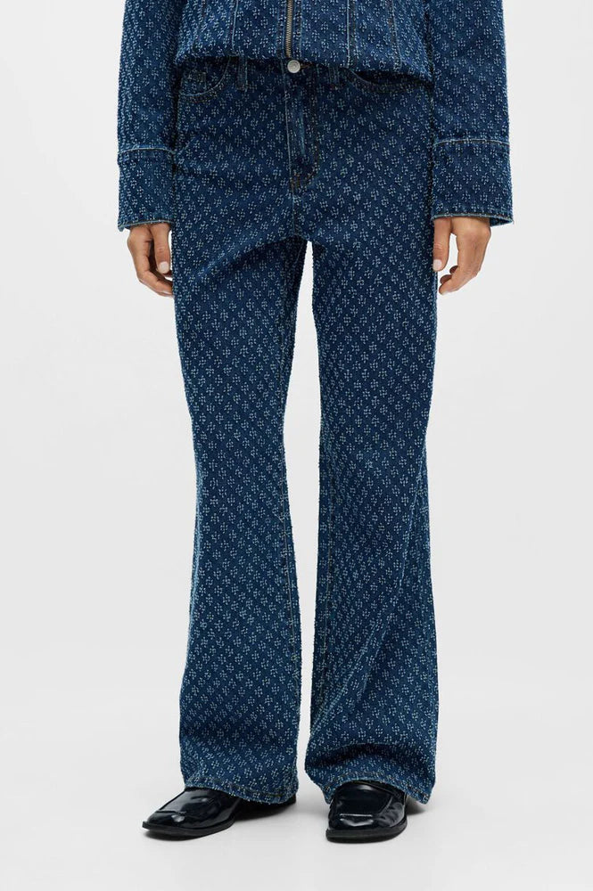 Object Sava Jacquard Dark Blue Jeans