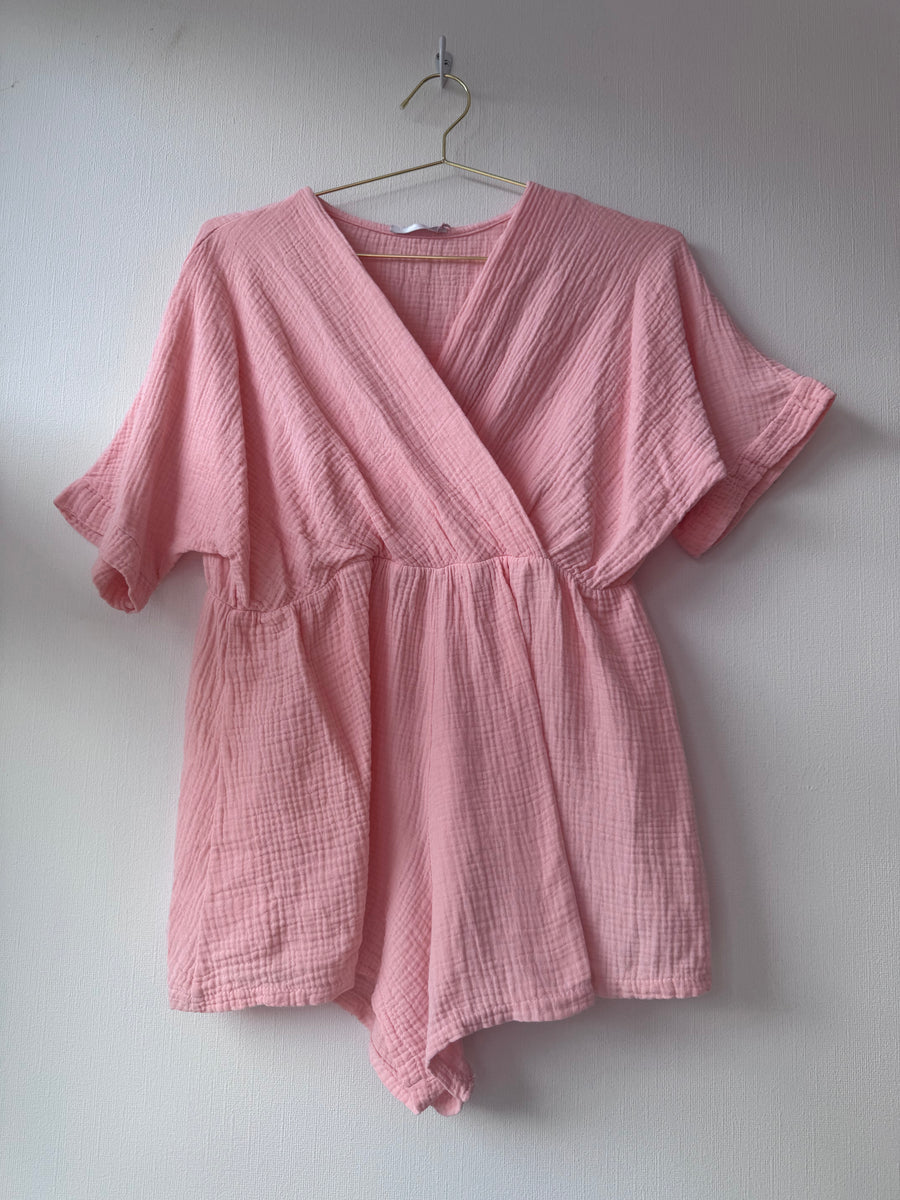 ETWW Cheesecloth Playsuit Pink One Size