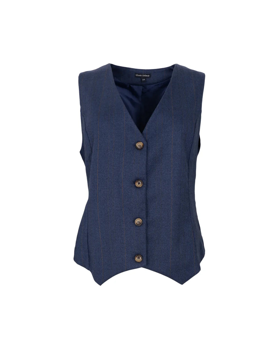 Black Colour Waistcoat Navy Pinstripe