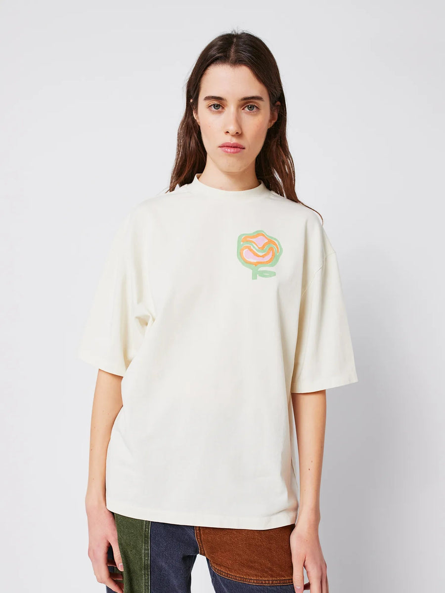 Bobo Choses Carnation Cotton T-Shirt Organic Off White Oversize