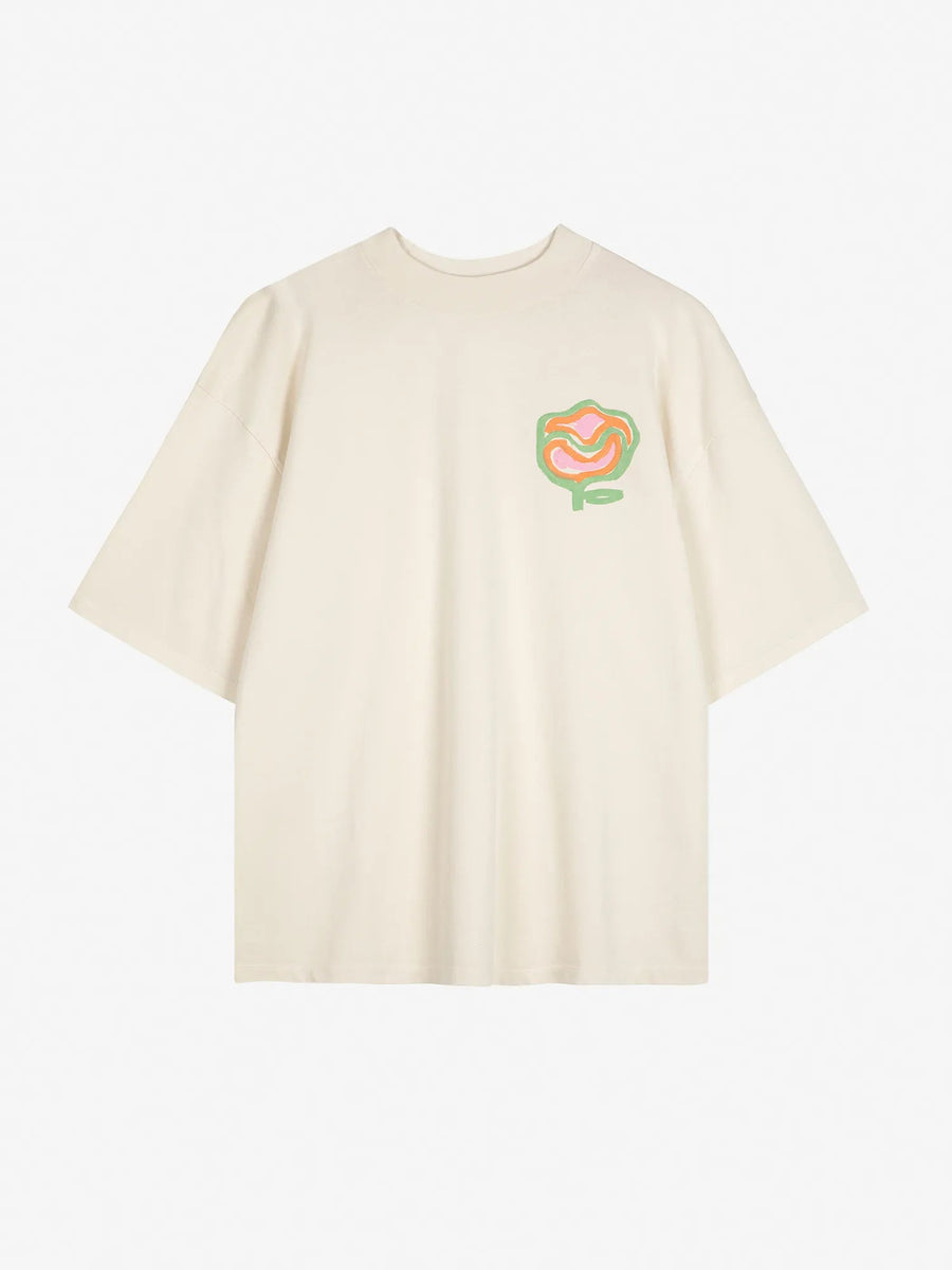Bobo Choses Carnation Cotton T-Shirt Organic Off White Oversize