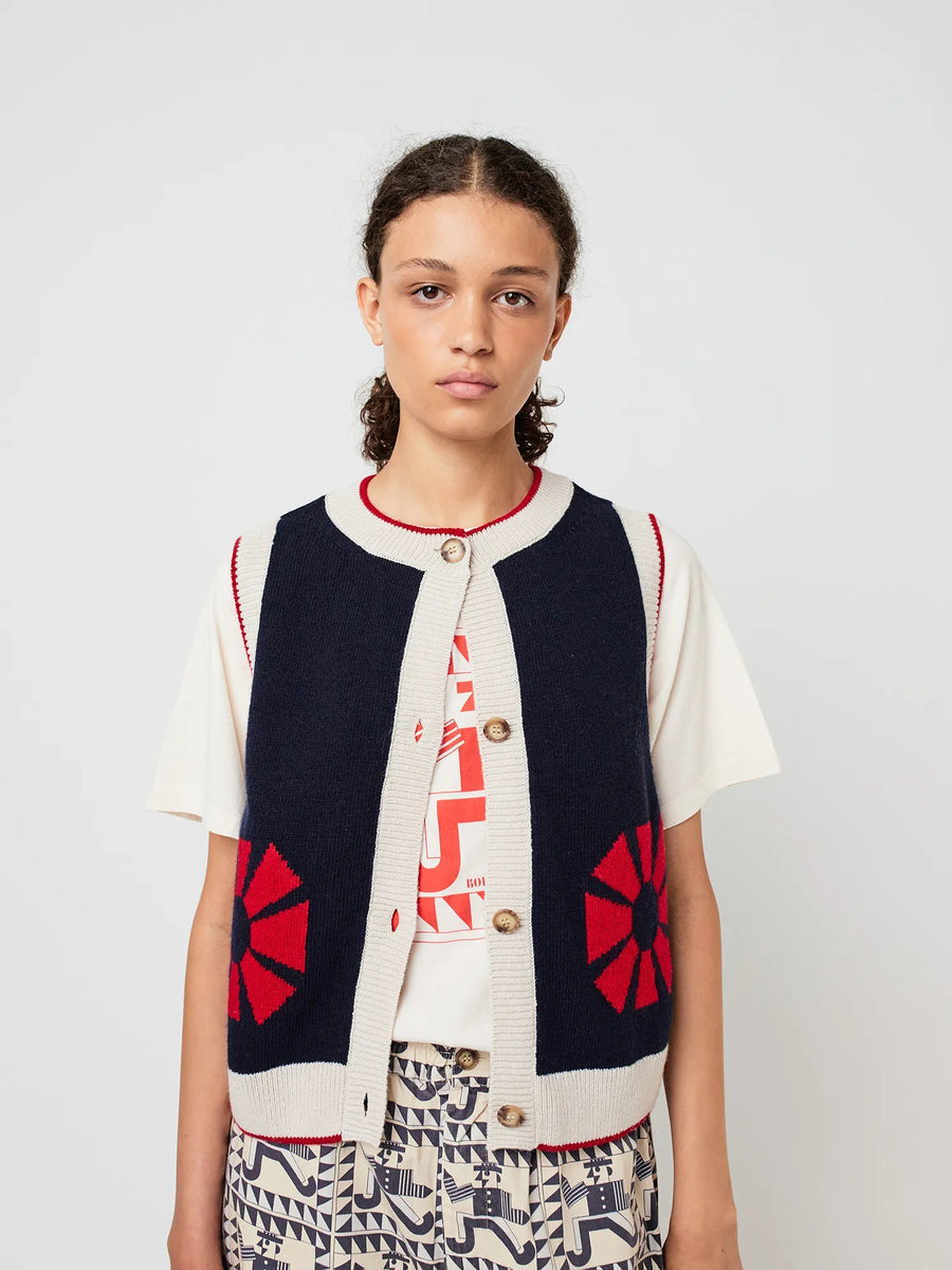Bobo Choses Flower Knitted Vest Tank Top Sleeveless Jumper