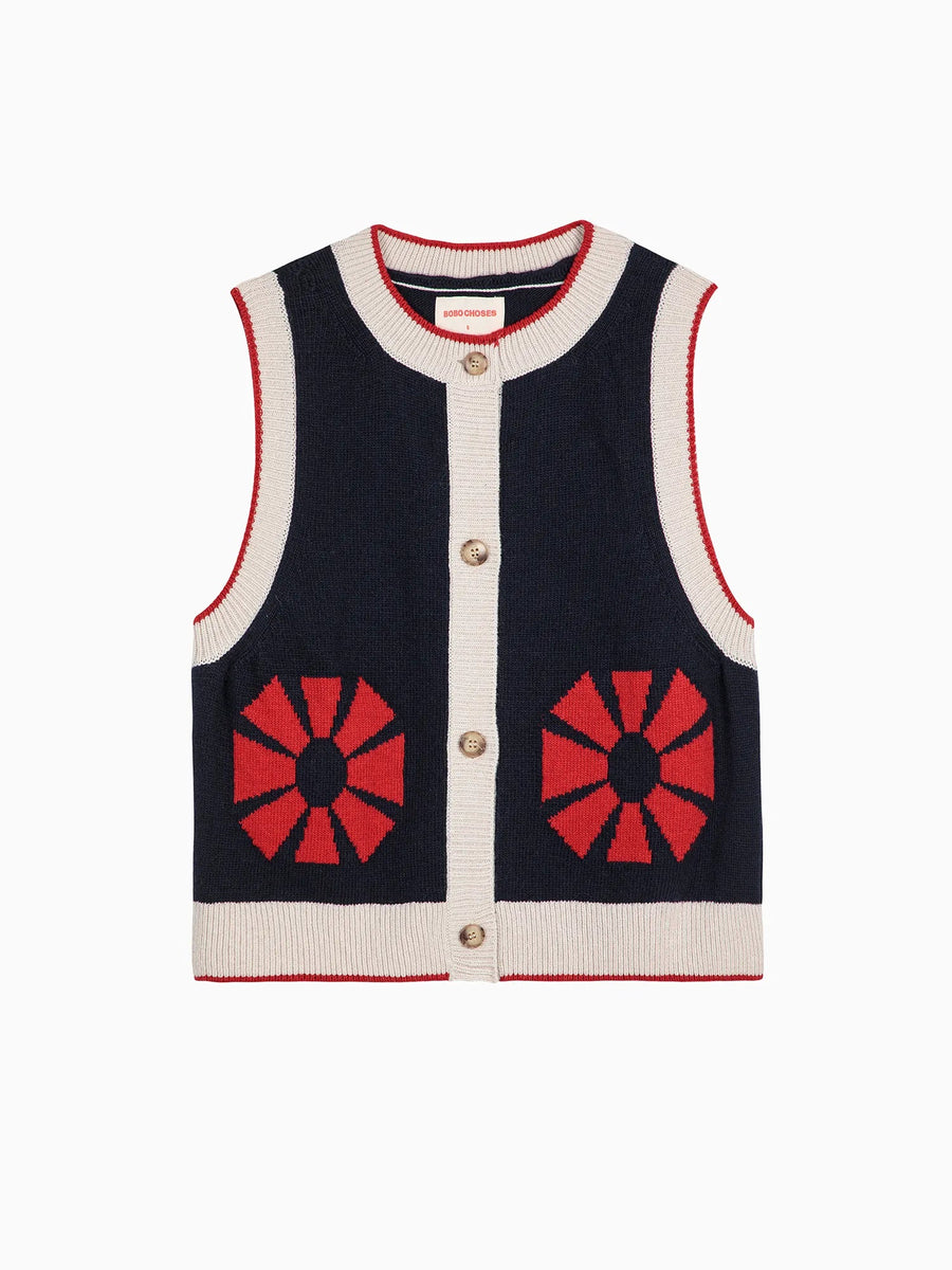 Bobo Choses Flower Knitted Vest Tank Top Sleeveless Jumper