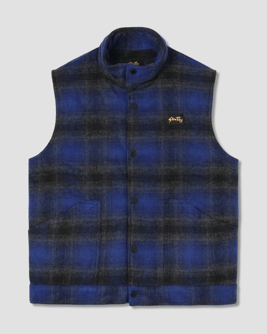 Stan Ray Plaid Vest Sleeveless Jacket Blue Check
