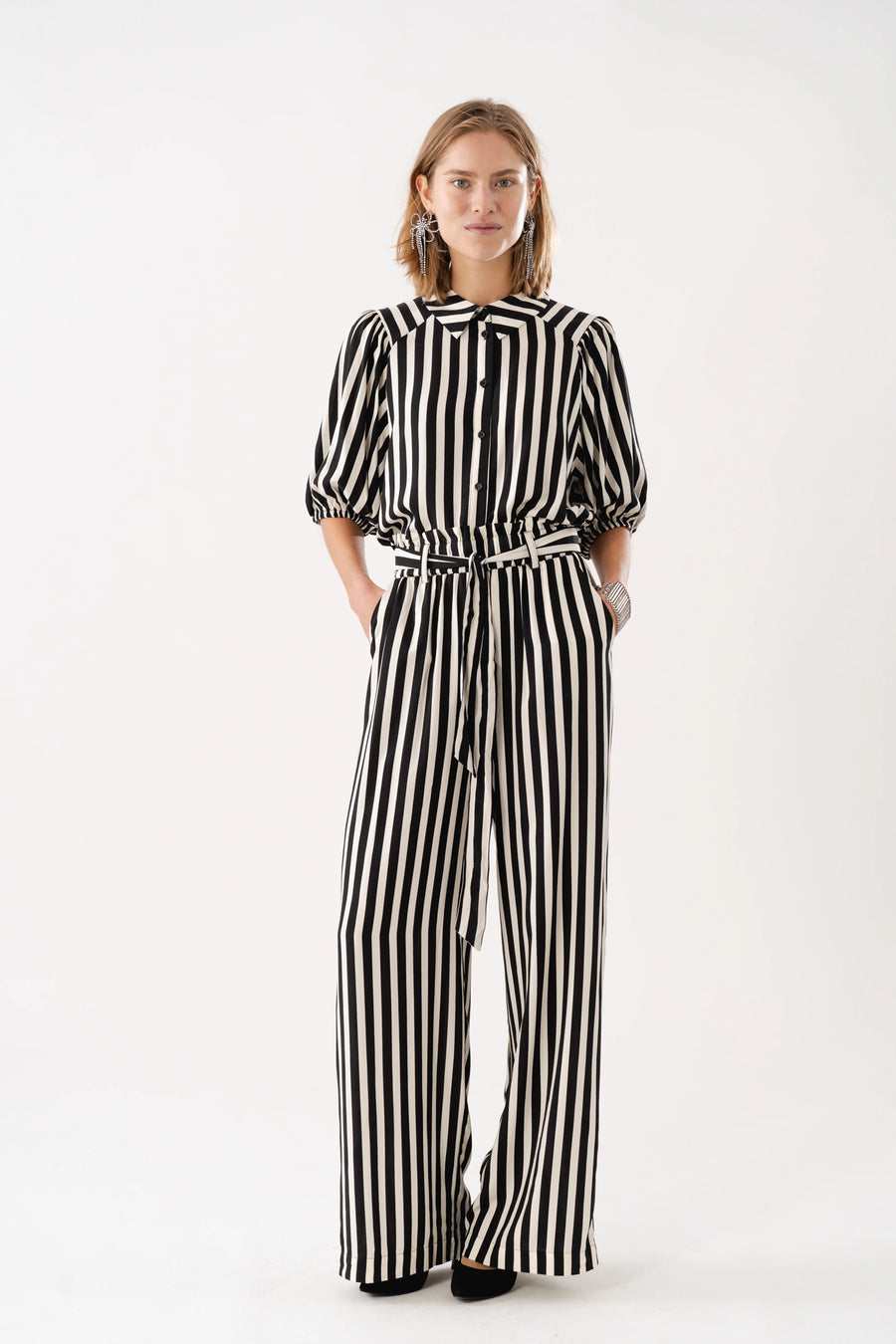 Lollys Laundry Vicky Trousers Black White Stripe