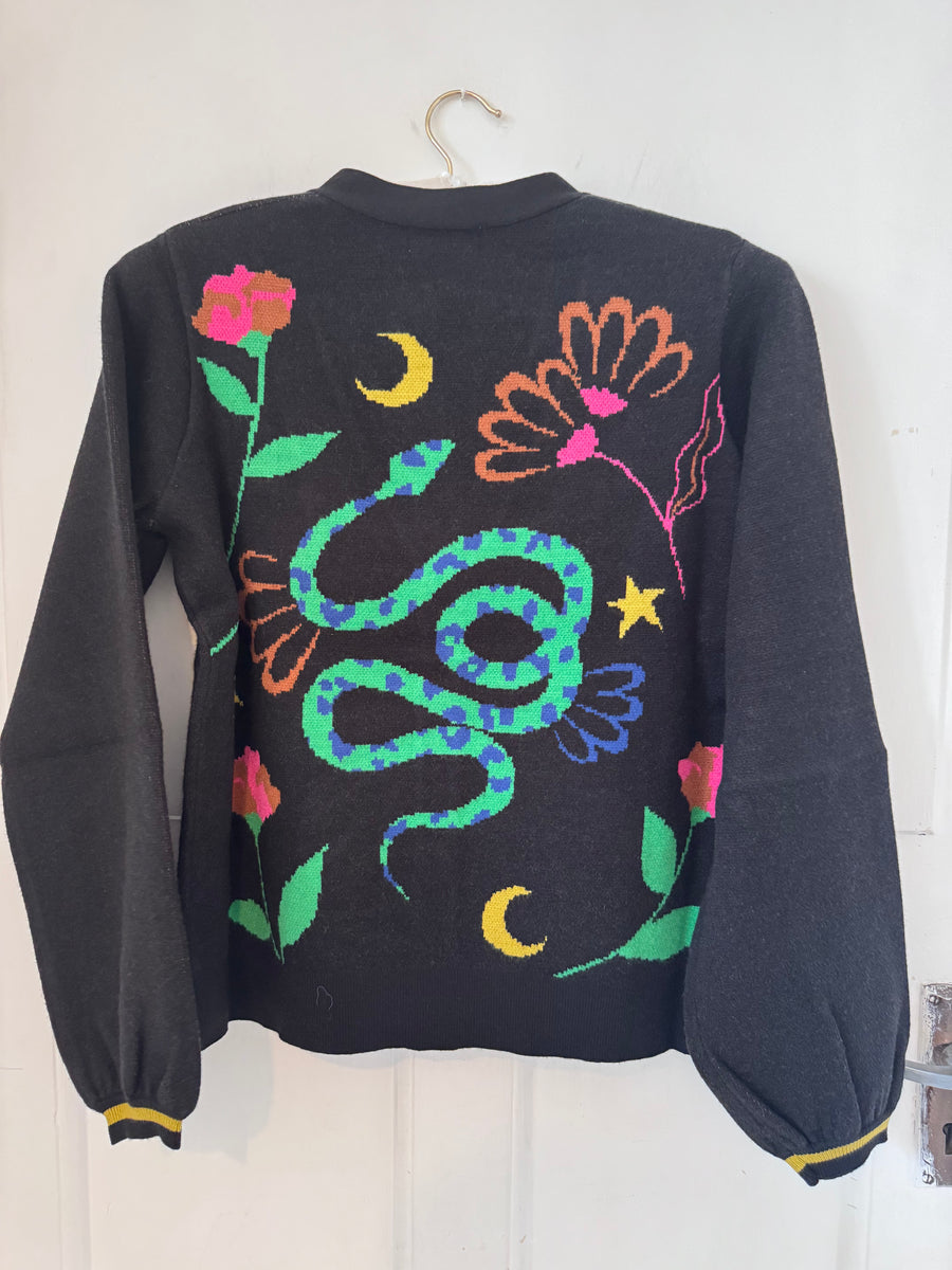 Sugarhill Brighton Adrian Cardigan Snake Design Navy