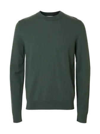Selected Homme Tray Merino Wool Crew Neck Jumper Sweater Dark Green