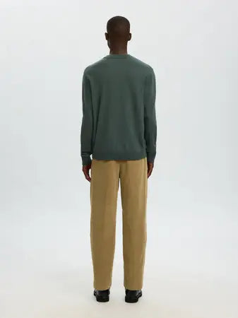 Selected Homme Tray Merino Wool Crew Neck Jumper Sweater Dark Green