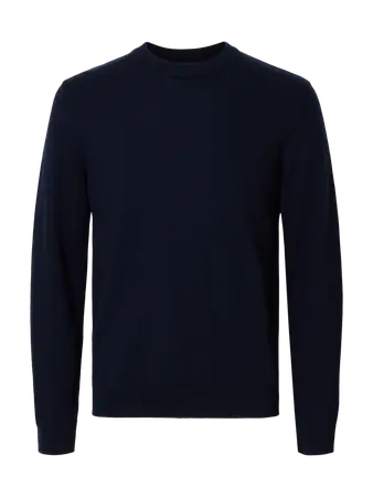 Selected Homme Tray Merino Wool Crew Neck Jumper Navy