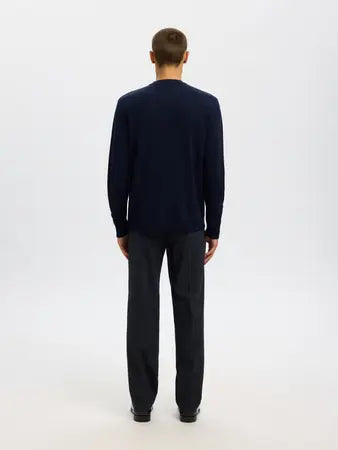 Selected Homme Tray Merino Wool Crew Neck Jumper Navy