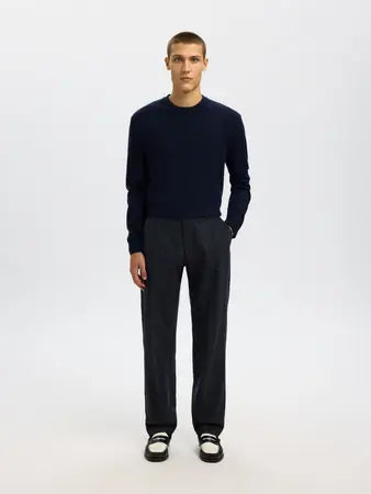 Selected Homme Tray Merino Wool Crew Neck Jumper Navy