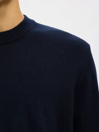 Selected Homme Tray Merino Wool Crew Neck Jumper Navy