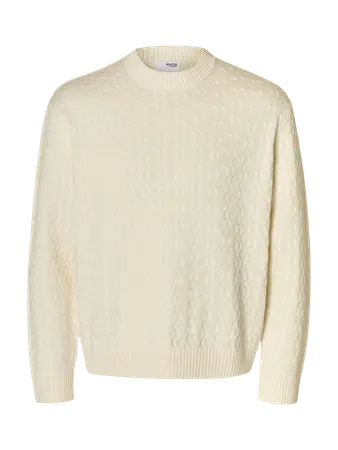 Selected Homme Philip Relaxed Crew Neck Egret Cream