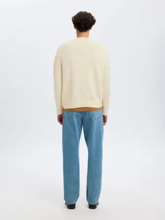 Selected Homme Philip Relaxed Crew Neck Egret Cream