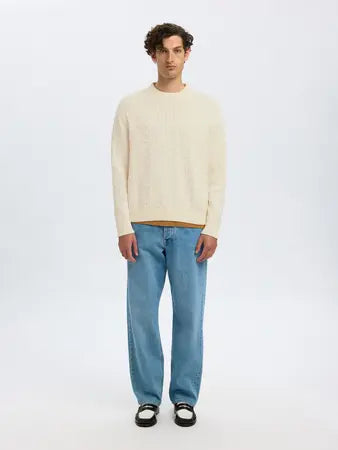 Selected Homme Philip Relaxed Crew Neck Egret Cream