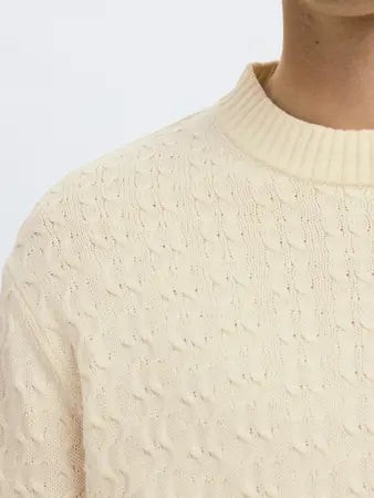 Selected Homme Philip Relaxed Crew Neck Egret Cream