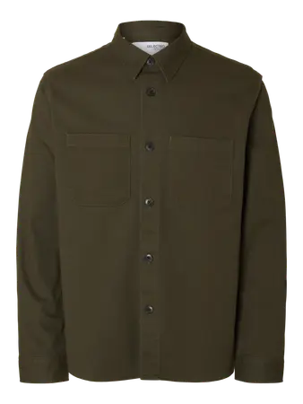 Selected Homme Travis Overshirt Shacket Shirt Khaki
