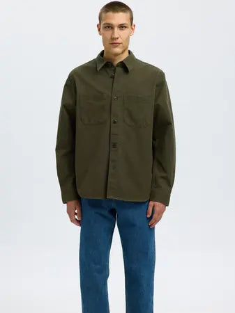 Selected Homme Travis Overshirt Shacket Shirt Khaki