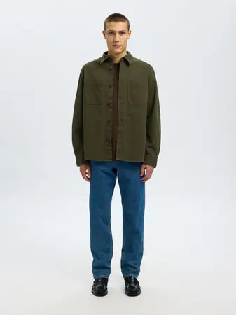 Selected Homme Travis Overshirt Shacket Shirt Khaki
