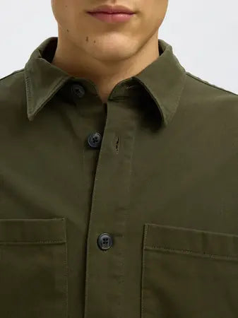 Selected Homme Travis Overshirt Shacket Shirt Khaki