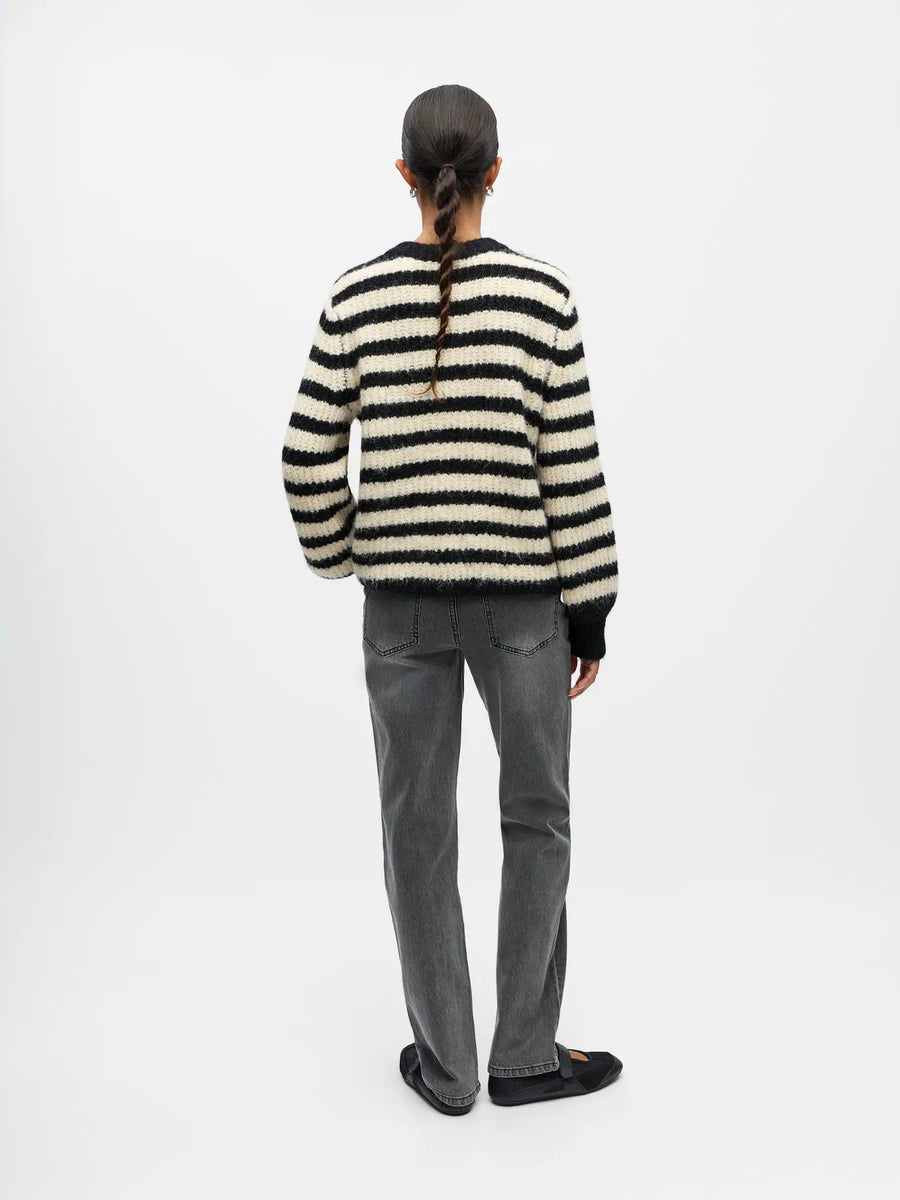 Object Milu Cardigan Black White Stripe