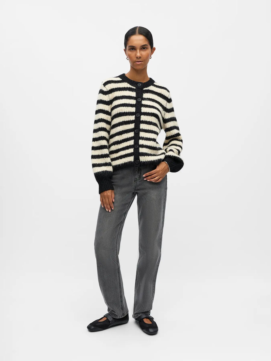 Object Milu Cardigan Black White Stripe
