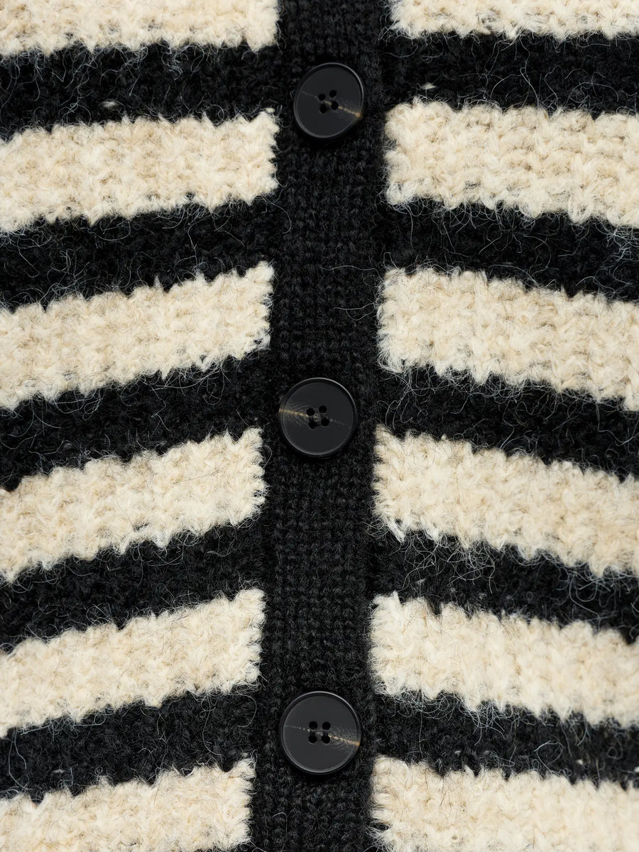 Object Milu Cardigan Black White Stripe