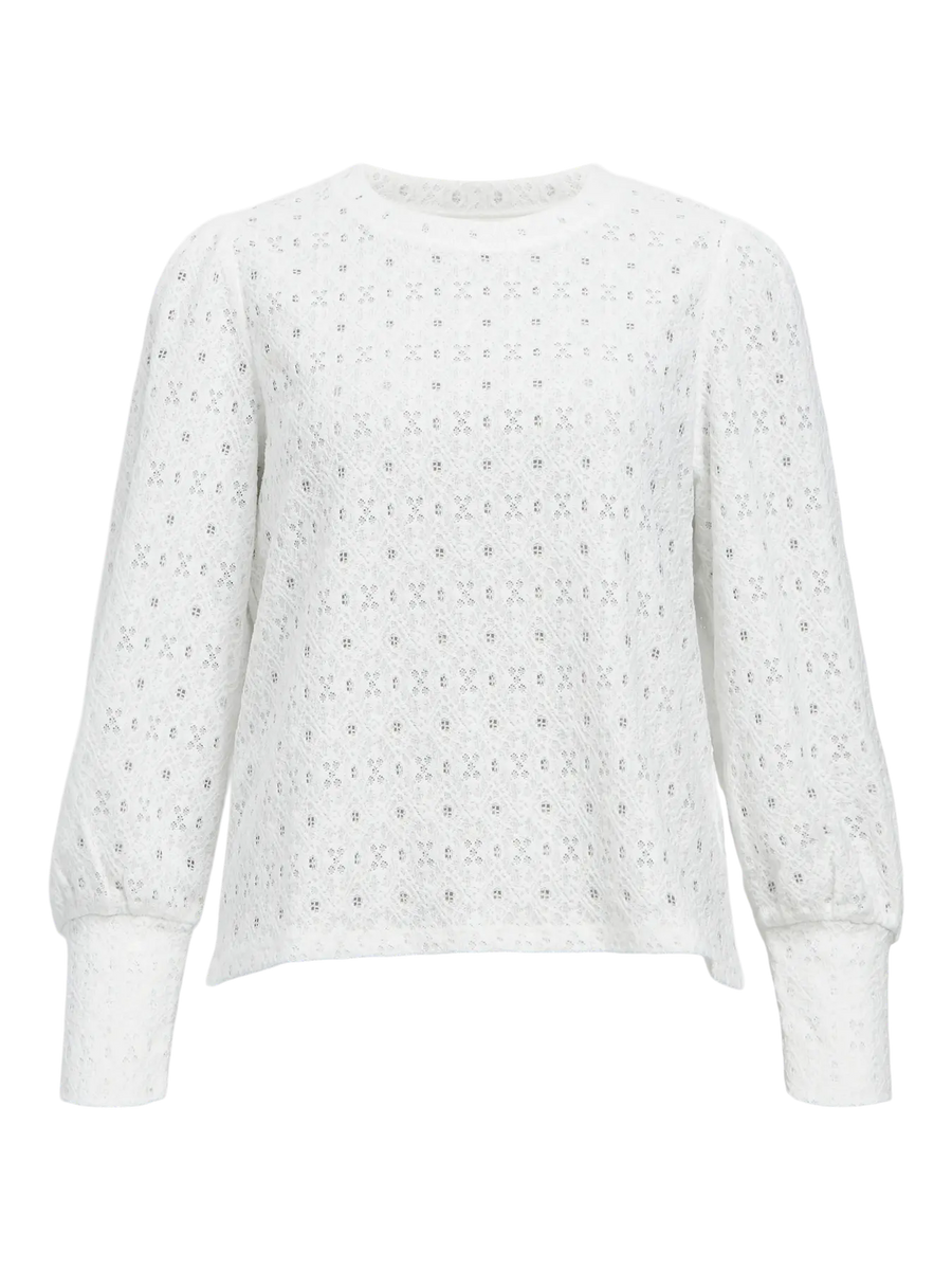 Object Laila Lace Cut Blouse Top White