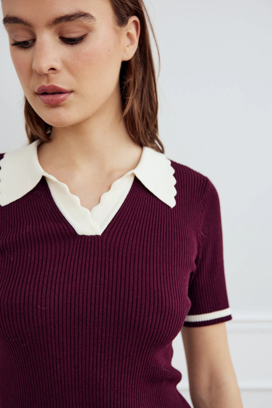 Noella Lilo Polo top Blouse Burgundy