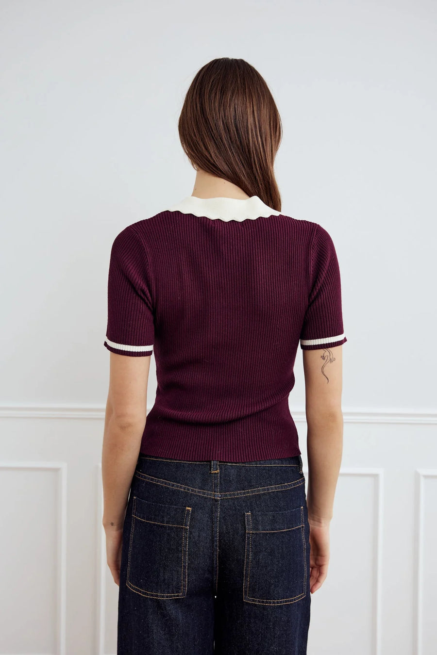 Noella Lilo Polo top Blouse Burgundy
