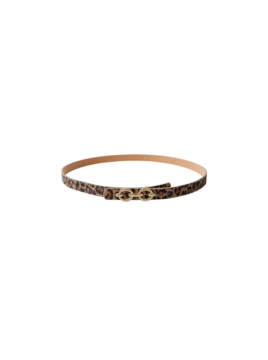 Black Colour Leopard Print Leather Belt