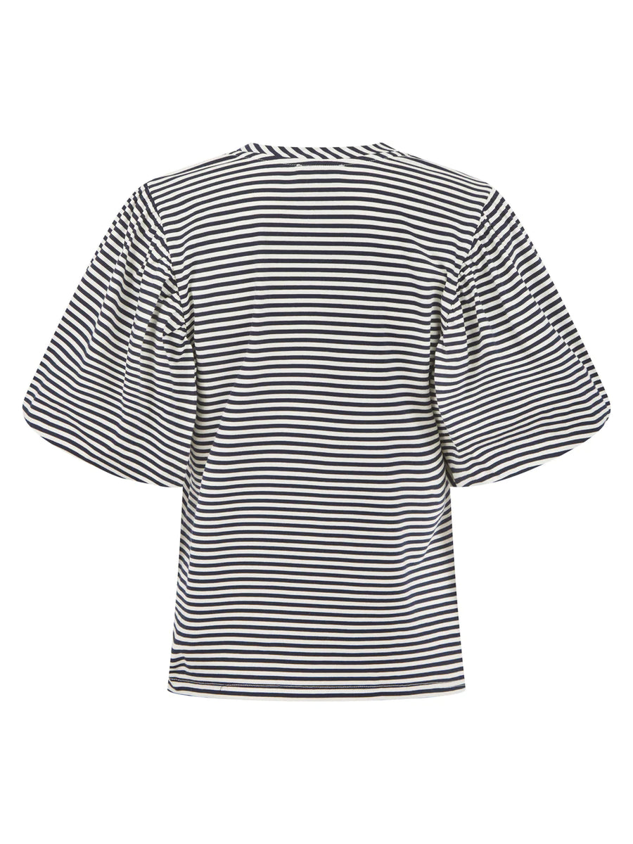 Nooki Rhea Stripe Top T-Shirt Blouse Navy White Cotton