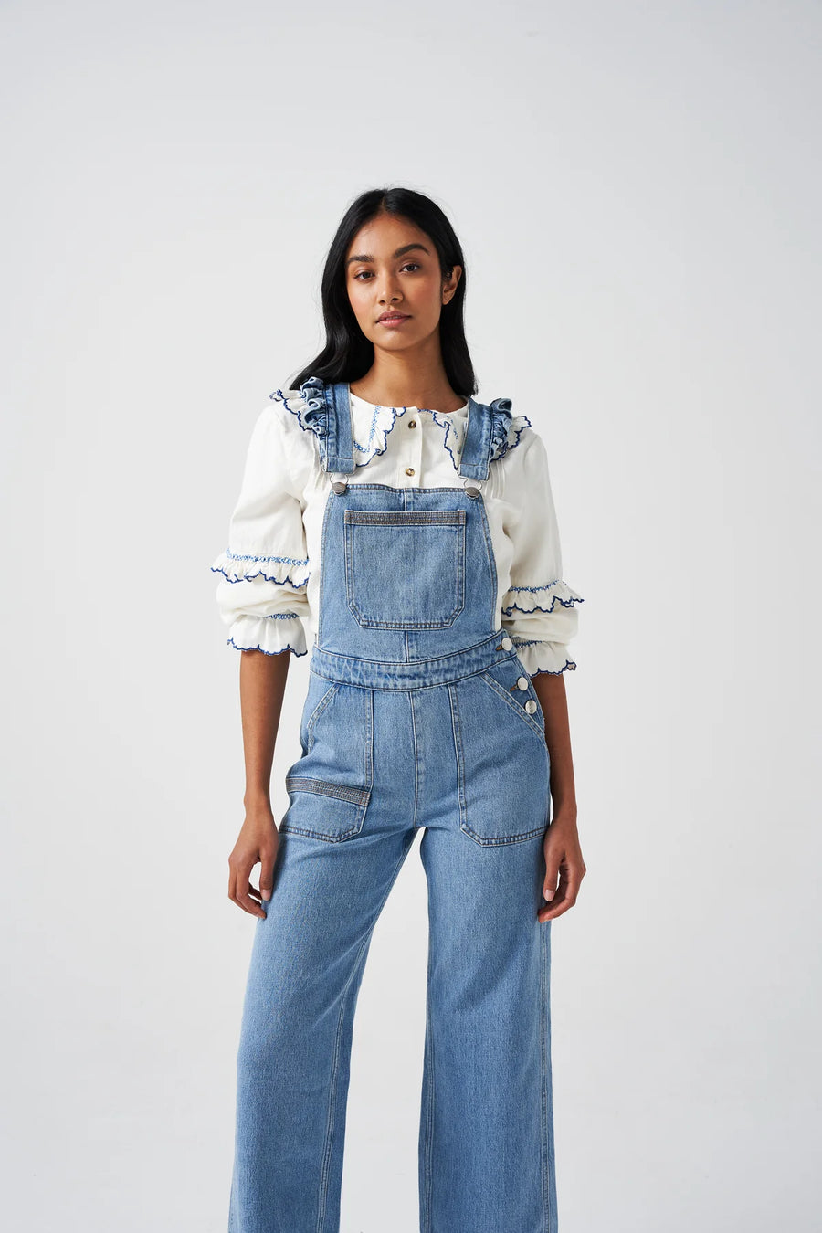 Seventy & Mochi Elodie Frill Dungarees Rodeo Vintage