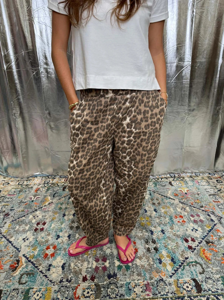 Black Colour Abbie Barrel Trousers Leo Leopard Print