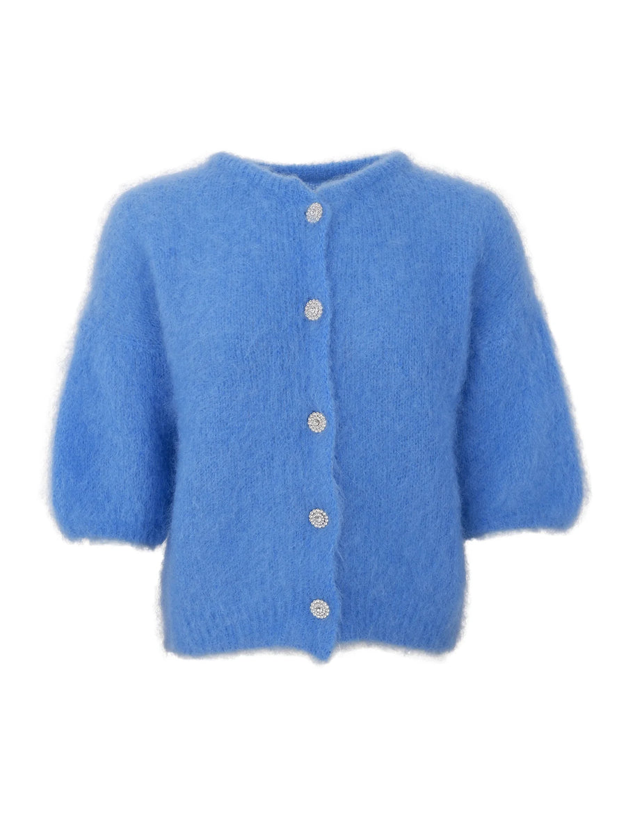 Black Colour Bjoerk Mohair Cardigan Sky Blue One Size