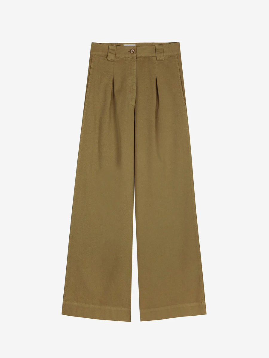 Bobo Choses Pleated Wide Leg Trousers Khaki