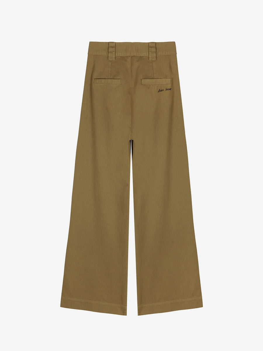 Bobo Choses Pleated Wide Leg Trousers Khaki