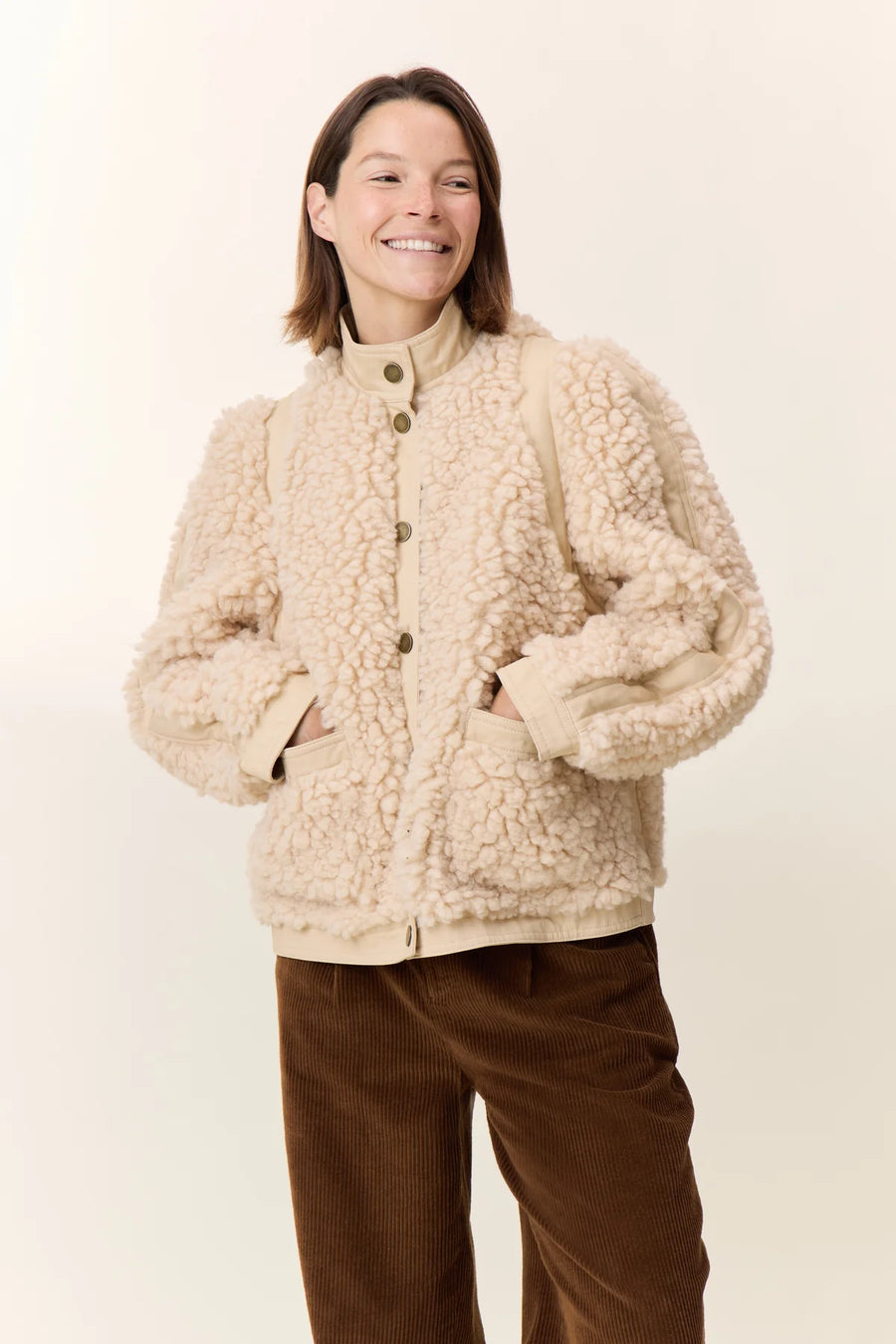 Leon & Harper Vivian Teddy Coat Off White
