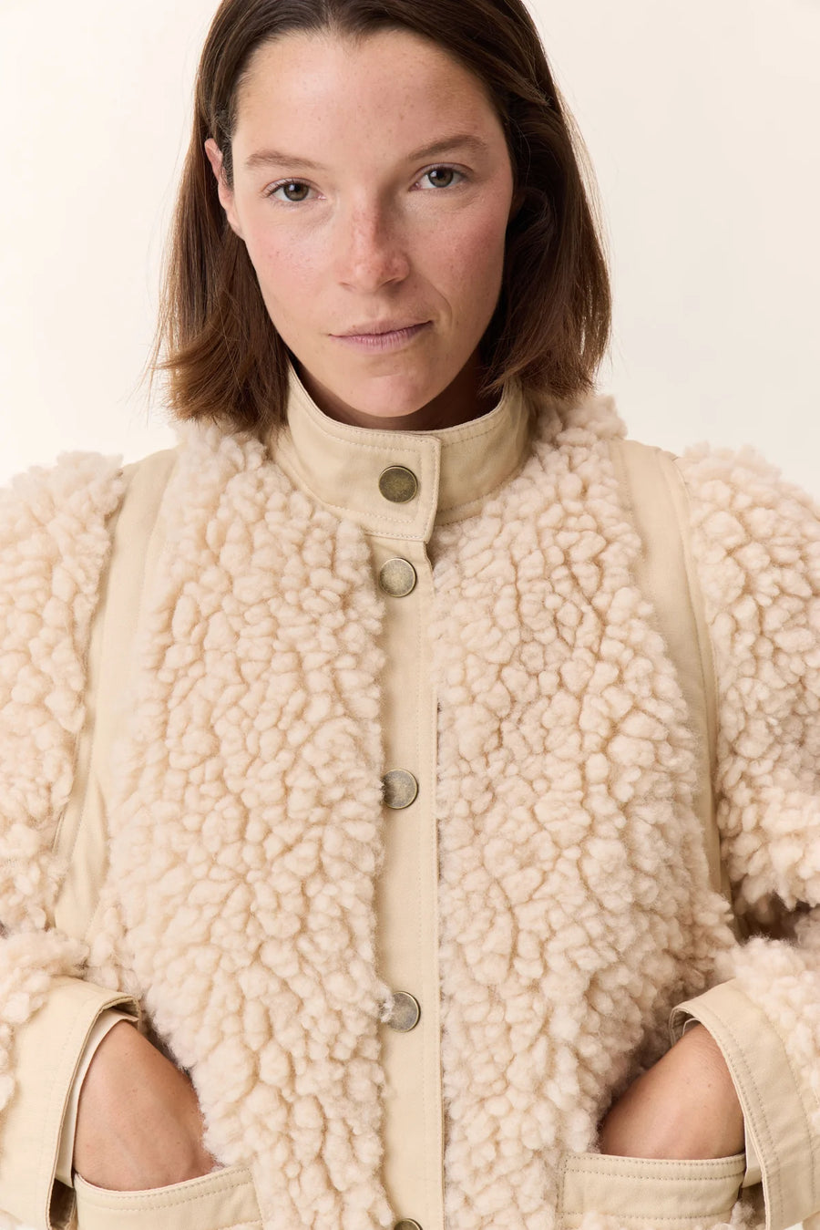 Leon & Harper Vivian Teddy Coat Off White
